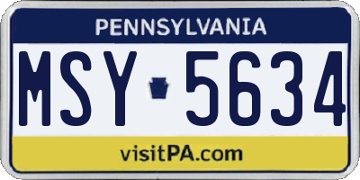PA license plate MSY5634