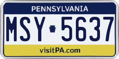 PA license plate MSY5637