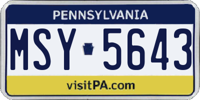 PA license plate MSY5643