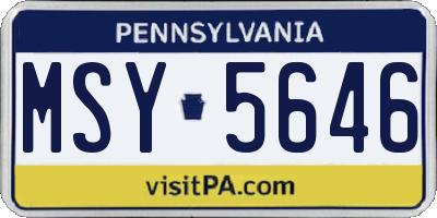 PA license plate MSY5646