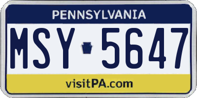 PA license plate MSY5647