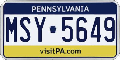 PA license plate MSY5649