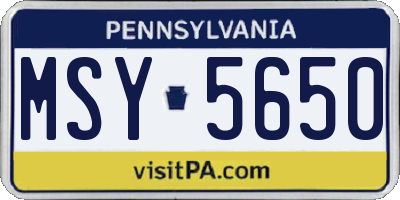PA license plate MSY5650