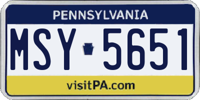 PA license plate MSY5651
