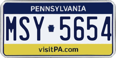 PA license plate MSY5654