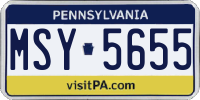 PA license plate MSY5655