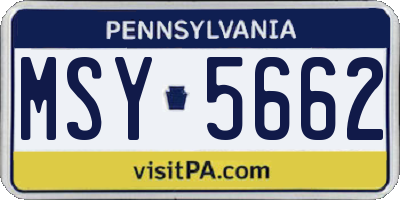 PA license plate MSY5662