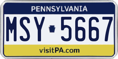 PA license plate MSY5667