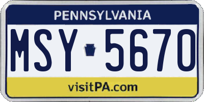 PA license plate MSY5670