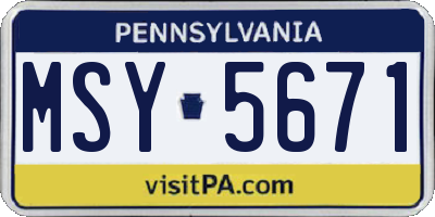PA license plate MSY5671