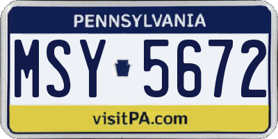 PA license plate MSY5672