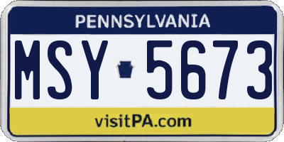 PA license plate MSY5673