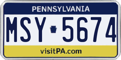 PA license plate MSY5674