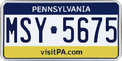 PA license plate MSY5675