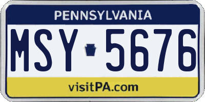 PA license plate MSY5676