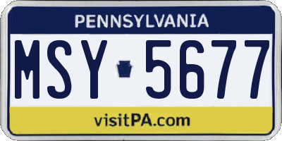 PA license plate MSY5677