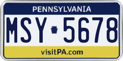 PA license plate MSY5678