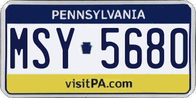 PA license plate MSY5680