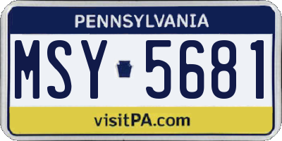 PA license plate MSY5681