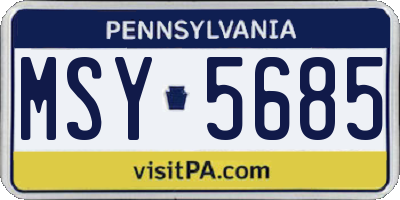 PA license plate MSY5685