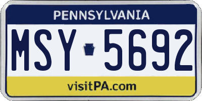 PA license plate MSY5692