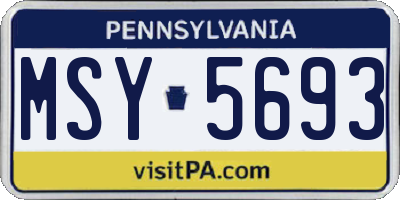 PA license plate MSY5693