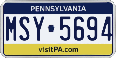 PA license plate MSY5694