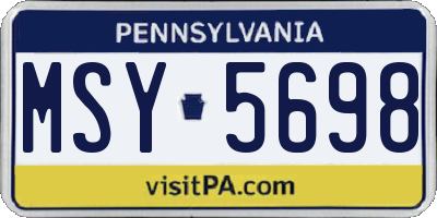 PA license plate MSY5698
