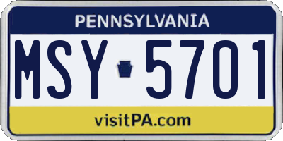 PA license plate MSY5701
