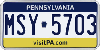 PA license plate MSY5703