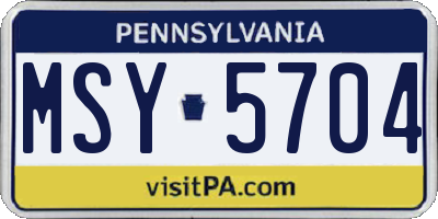 PA license plate MSY5704
