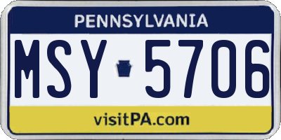 PA license plate MSY5706