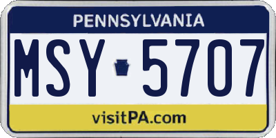 PA license plate MSY5707