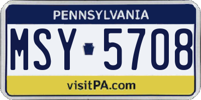 PA license plate MSY5708