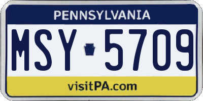 PA license plate MSY5709