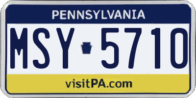 PA license plate MSY5710