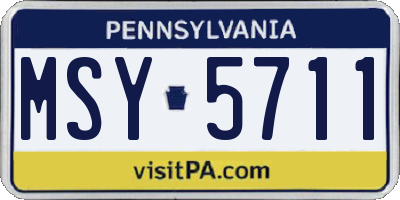 PA license plate MSY5711