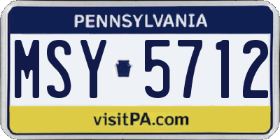 PA license plate MSY5712