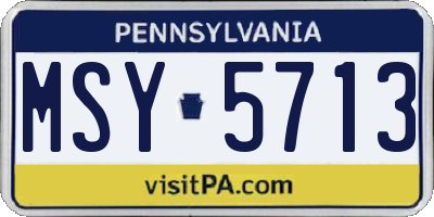 PA license plate MSY5713