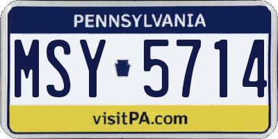 PA license plate MSY5714