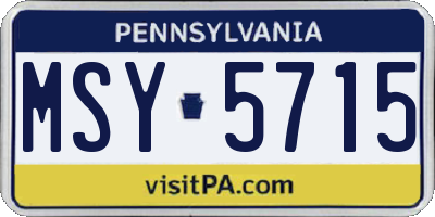 PA license plate MSY5715