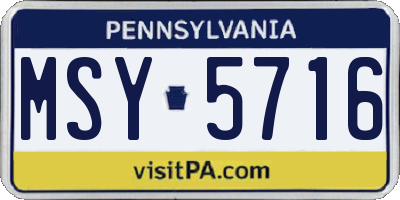 PA license plate MSY5716