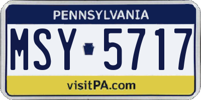 PA license plate MSY5717