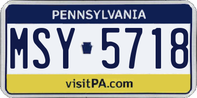 PA license plate MSY5718