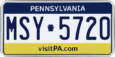 PA license plate MSY5720