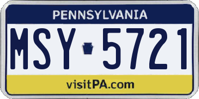 PA license plate MSY5721