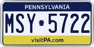PA license plate MSY5722