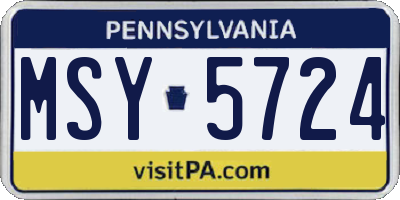 PA license plate MSY5724