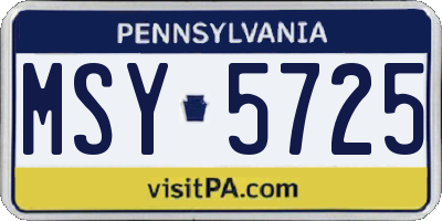 PA license plate MSY5725