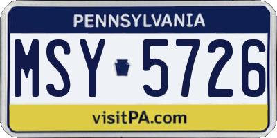 PA license plate MSY5726